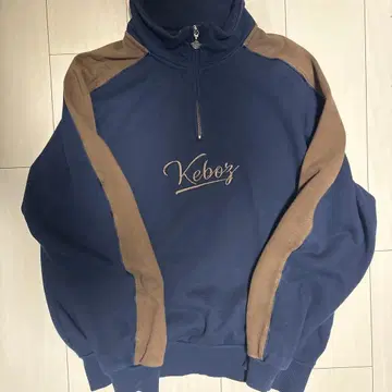 Keboz 하프 지퍼 트레이닝복 맨투맨 SMALL 네이비/브라운