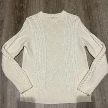 TAKEO KIKUCHI 아이보리 케이블 니트 스웨터