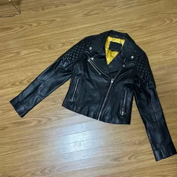 블랙 가죽 더블 라이더 자켓