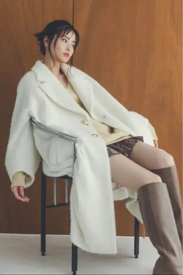 샤기 롱 코트 아이보리 0