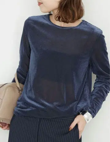 SLOBE IENA 블랙 긴팔 벨로아 T셔츠