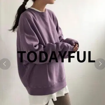 투데이풀 빈티지 가공 오버 사이즈 맨투맨 데미지 가공 퍼플