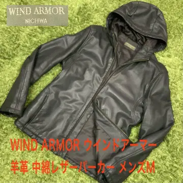 양호품 양가죽 충전솜 윈드아머 가죽 후드티 남성용 M 라이더스