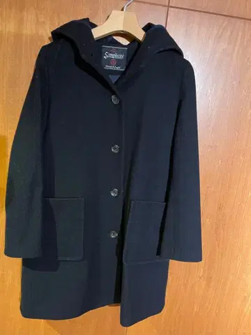 Simplicit 후드 부착 네이비 울 코트
