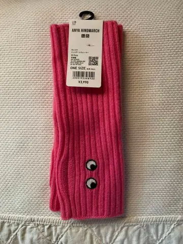 새상품 유니클로 x 안야 힌드마치 캐시미어 니트 암워머 핑크