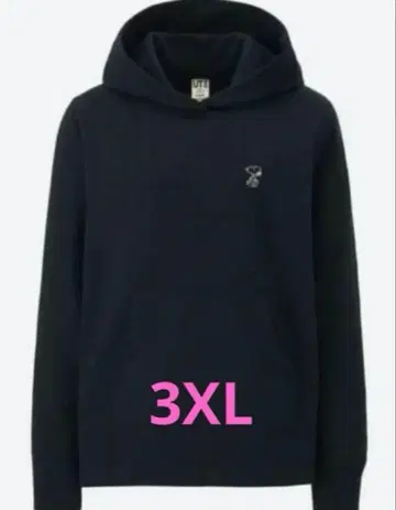 제조 중지 유니클로 카우스&스누피 맨투맨 후드티 3XL 블랙 여성용