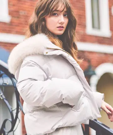 노엘라 noela 후드 부착 다운 자켓 라이트 그레이 퍼 없음