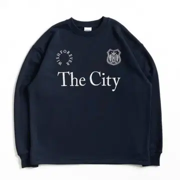 WISH FOR EVER 밑단 드로 코드 게임 로고 맨투맨 네이비