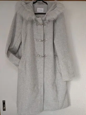 여성용 더플 롱 코트 퍼 포함 그레이 L 사이즈