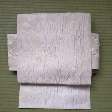 부클레 직조 아이보리 꽃 무늬 후쿠로 오비