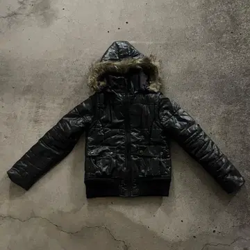 블랙 다운 자켓 퍼 y2k 헤이세이 갸루 쇼트 기장