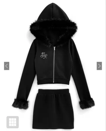 GRL 퍼 후드티 x 미니 스커트 맨투맨 셋업 [pm413]