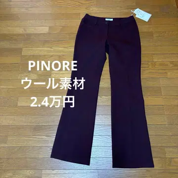PINORE 울 버건디 슬랙스 플레어 팬츠 보라색 와인색 짙은 갈색