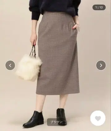 B&Y 건클럽 체크 하이웨스트 롱 스커트