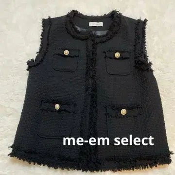 [컨디션 최상] me-em select 트위드 프린지 베스트 블랙 여성용
