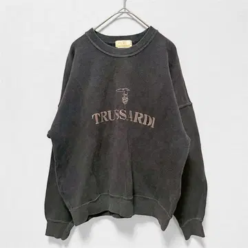 트루사르디 맨투맨 블랙 자수 로고 90s 남성용 빅 루즈 면 100%