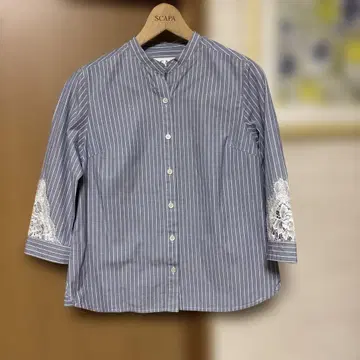 SCAPA 스트라이프 칠부 소매 셔츠