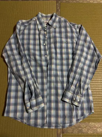 80년대 빈티지 LACOSTE 체크 무늬 긴팔 셔츠 사이즈 3