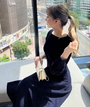 네이비 니트 롱 원피스