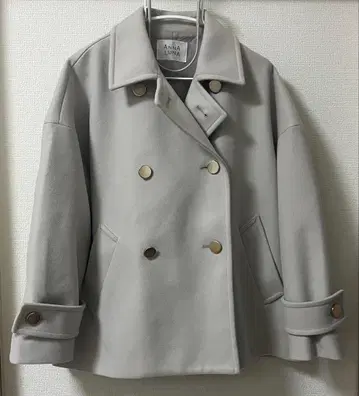 ANNA LUNA 라이트 그레이 더블 브레스트 P 코트