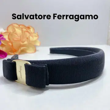 살바토레 페라가모 바라 리본 머리띠 네이비 헤어 액세서리
