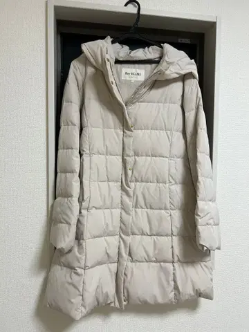 Ray BEAMS 베이지 다운 자켓 후드 부착