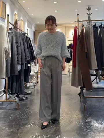 BEARDSLEY 양면 기모 스트레이트 턱 팬츠 그레이