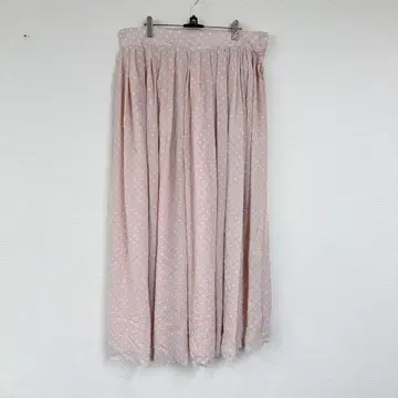 플레어 롱 스커트 [ F ] 핑크 도트 무늬 루즈 심플