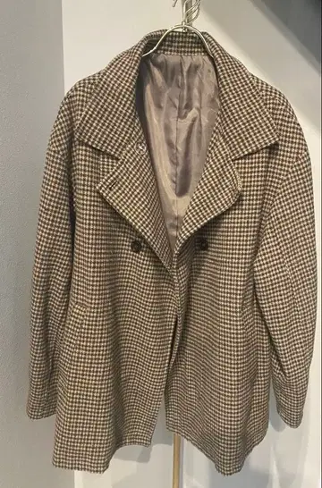 시마무라 체크 무늬 더블 브레스트 자켓