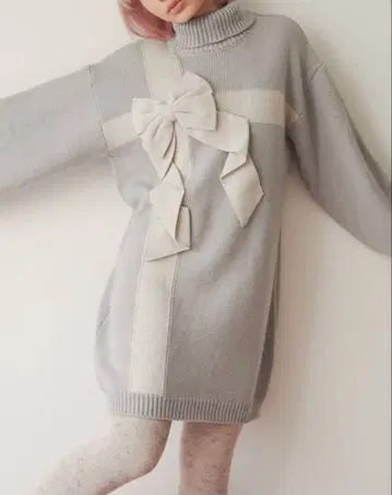 merry jenny 선물 리본 니트 원피스 블루