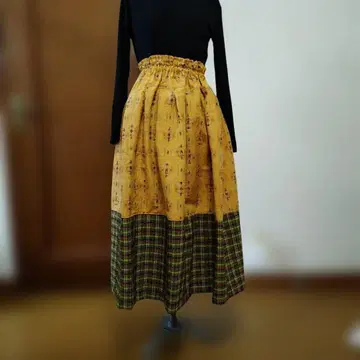 순수 실크  개더 스커트