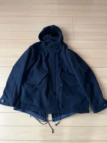 KATO 네이비 울 모즈 코트