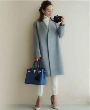 플라스테 노카라 라이트 블루 코트 새상품급 S 사이즈