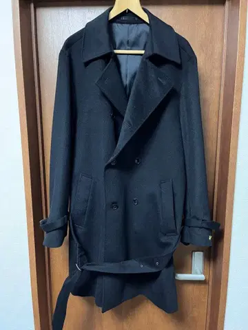 캐시미어 블렌드 더블 브레스트 트렌치코트 블랙
