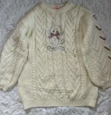 Honey Cinnamon Angel Kitten 아플리케 니트 원피스