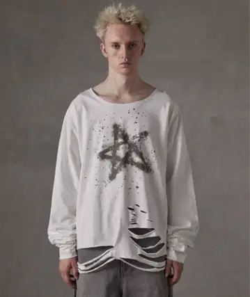 [ GRANCY ] 큐빅 디자인 그래픽 데미지 롱 T