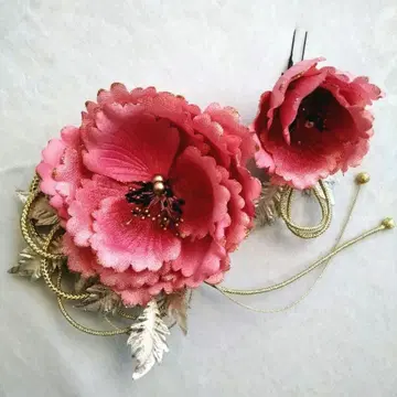 결혼식 성인식 꽃 장식 일본 의류 잡화 watuu 와츠우 핑크 골드 2개