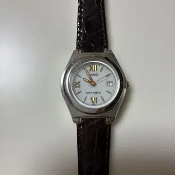 미사용! CASIO 카시오 솔라 전파 손목시계 여성용 뱀가죽