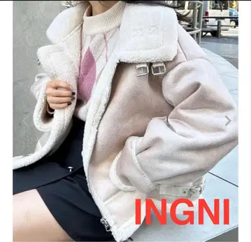 INGNI 잉그 BIG 무스탕 라이더 아이보리 M 새상품급 택 방한