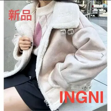 INGNI 잉그 BIG 무스탕 라이더 아이보리 M 새상품급 택 방한