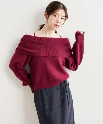 라쿤 혼방 백리본 니트