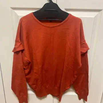 오렌지 프릴 니트 스웨터 사이즈 9