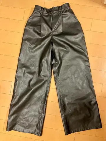 와이드 PU 가죽 팬츠