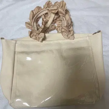 자카마트 이타백 A4 베이지 핸들 프릴 토트