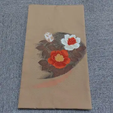 꽃무늬 후쿠로 오비 브라운 계열 빨간색 화이트 오렌지