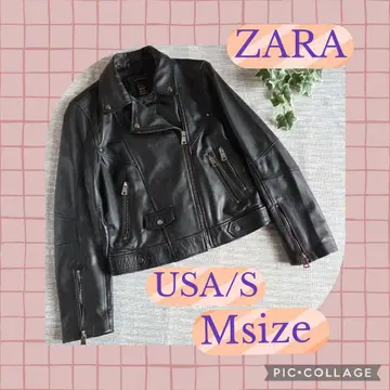 ZARA 라이더 자켓 USA/S M 사이즈 블랙 양가죽 더블