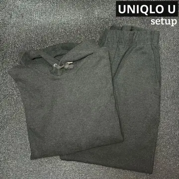 [ 셋업 ] UNIQLOU 브러쉬드 저지 후드티 팬츠