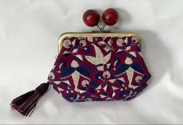 신규 패턴 점과 선 무늬 제작소 버드 나무 구슬 모자 가마구치 미니 지갑