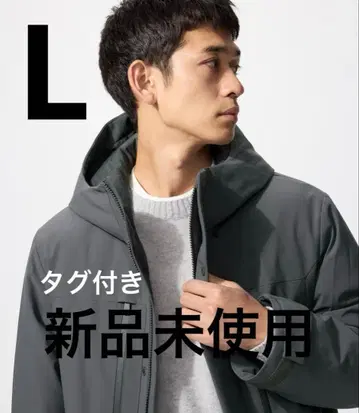 시착만 한 상품 [ L ] 하이브리드 다운 후드티 다크 그레이