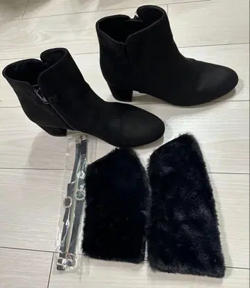 심플 스웨이드 숏부츠 퍼&참 3WAY 블랙 L